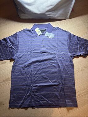 Greg Norman Collection Purple Striped Polo